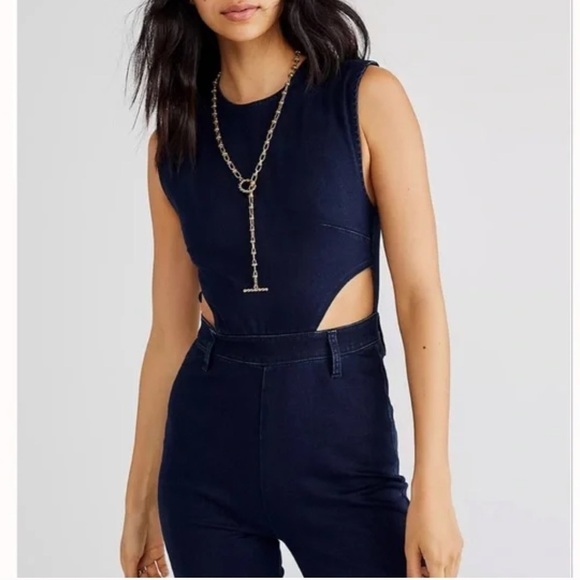 WeWoreWhat Cutout Slit Stretch Denim Jumpsuit - Picture 5 of 16